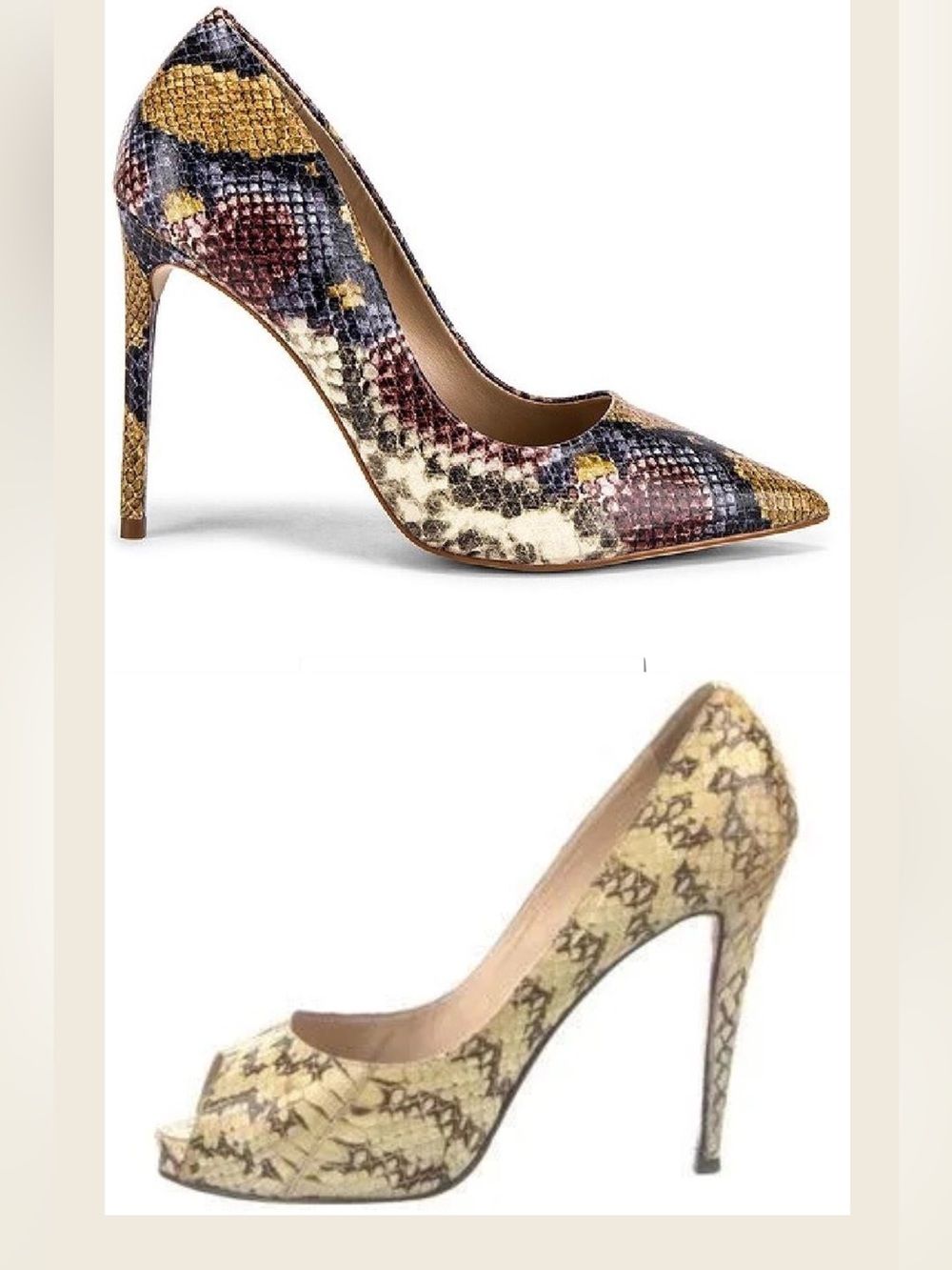 (Lot X 2)SAKS FIFTH AVENUE Faux Snakeskin Bundle-Tan(Multi)-Tan/Black-SZ.6 READ!